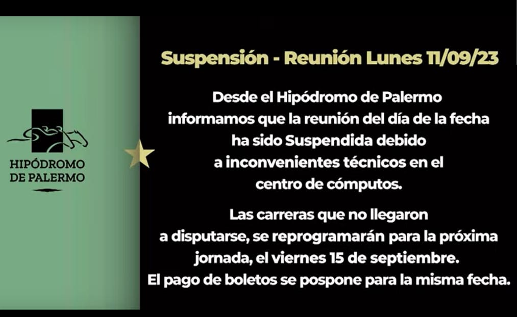 Suspensión – Reunión Lunes 11/09/23