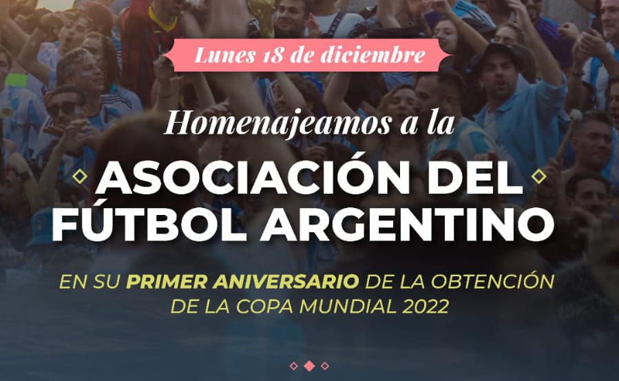 EL HIPÓDROMO DE PALERMO HOMENAJEA A LA ASOCIACIÓN DEL FÚTBOL ARGENTINO ENSU PRIMER ANIVERSARIO DE LA OBTENCIÓN DE LA COPA MUNDIAL 2022